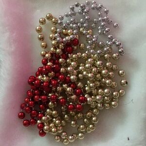 Elegant Red, Gold, and Silver Beaded Necklace